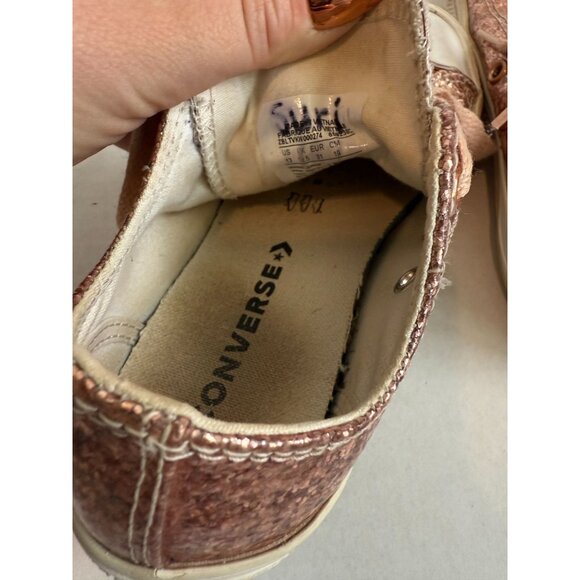 Converse Chuck Taylor All Star Low Top Rose Gold Glitter Sneakers Kids 13.5 - Picture 6 of 6